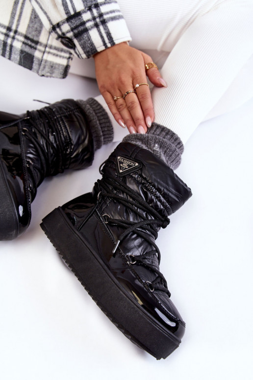 Dámske Módne Snehule so šnúrkami čierna Carrios