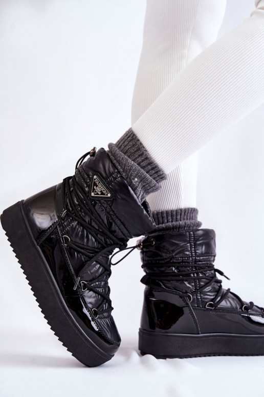 Dámske Módne Snehule so šnúrkami čierna Carrios