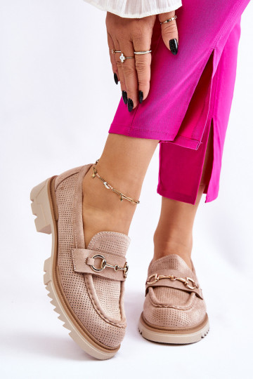 Klasický model Dámske topánky Mokasíny béžová Kolton 2