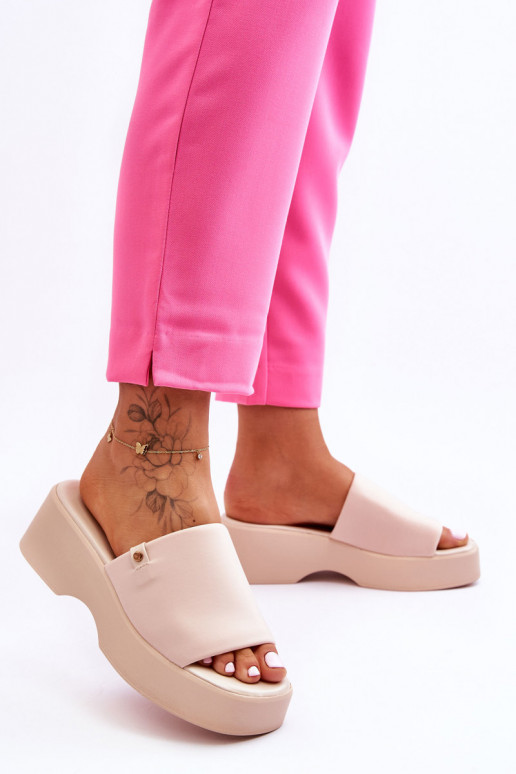 Dámske Papuče s platformou béžová Carmela