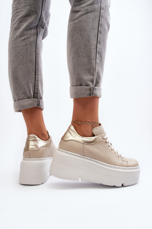 Zazoo 10165 tenisky Dámske s platformou béžová