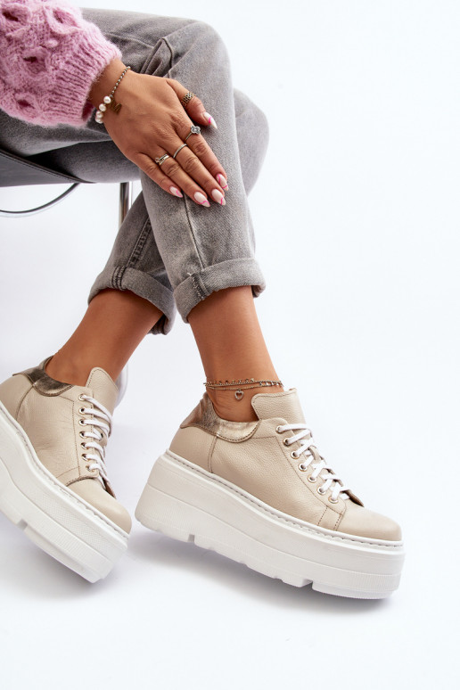 Zazoo 10165 tenisky Dámske s platformou béžová