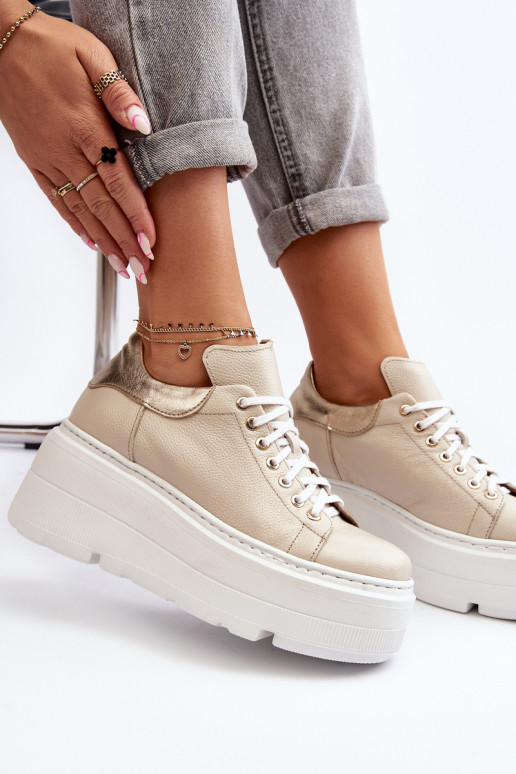 Zazoo 10165 tenisky Dámske s platformou béžová