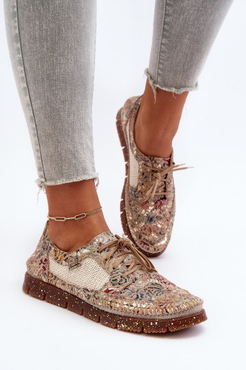 Vzorované topánky Dámske Máciejka 06347-04 béžová