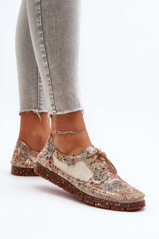 Vzorované topánky Dámske Máciejka 06347-04 béžová