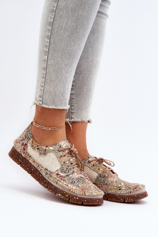 Vzorované topánky Dámske Máciejka 06347-04 béžová