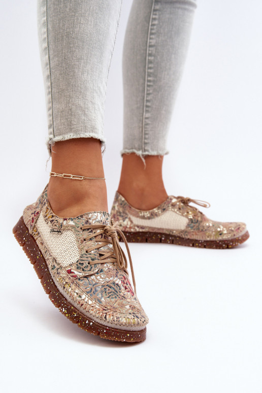 Vzorované topánky Dámske Máciejka 06347-04 béžová