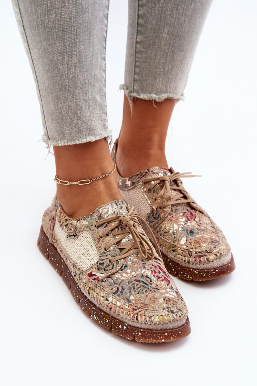 Vzorované topánky Dámske Máciejka 06347-04 béžová
