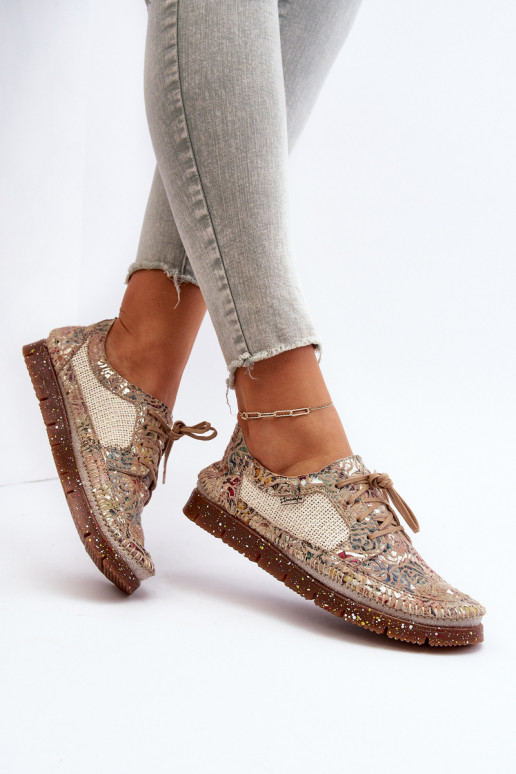 Vzorované topánky Dámske Máciejka 06347-04 béžová