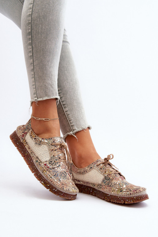 Vzorované topánky Dámske Máciejka 06347-04 béžová