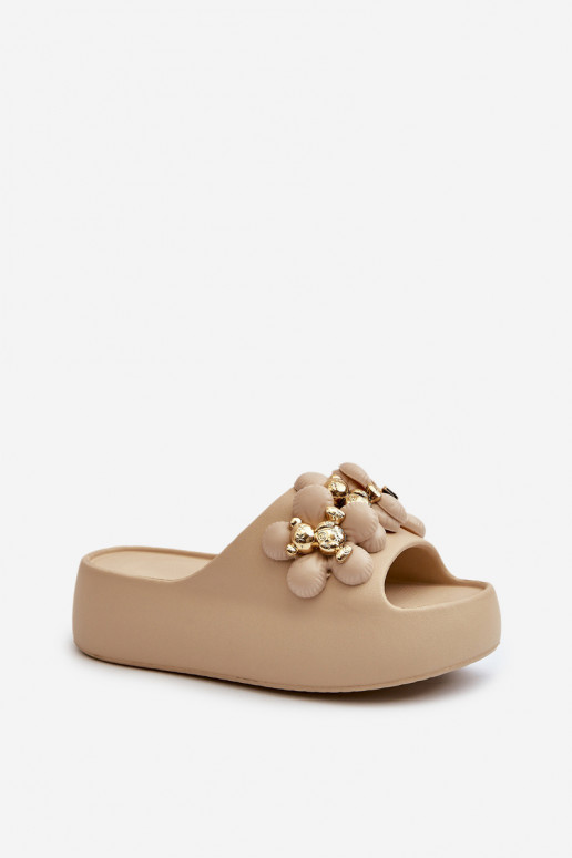 Dámske Papuče Ľahké papuče s krásnymi detailmi Zapnuté hrubej podrážke béžová Bremavia