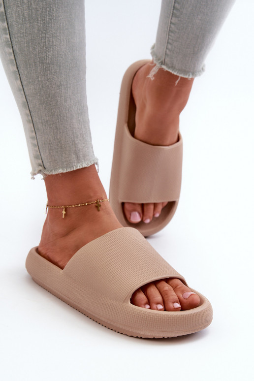 Dámske Ľahké penové šľapky Zapnuté hrubej podrážke béžová Querceria