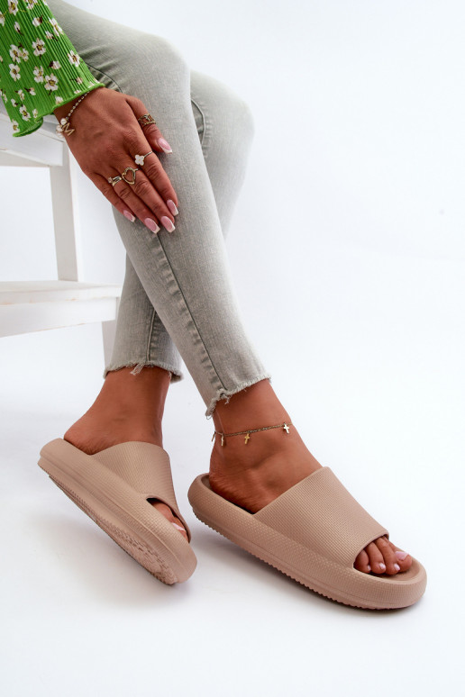 Dámske Ľahké penové šľapky Zapnuté hrubej podrážke béžová Querceria