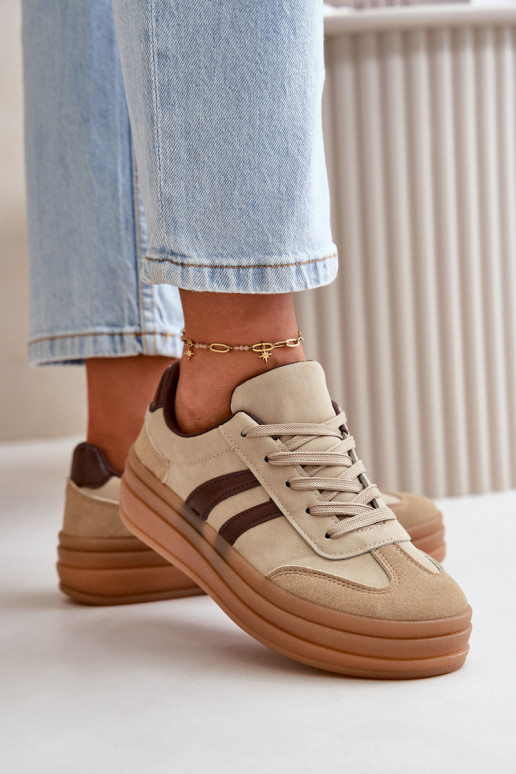 Tenisky model obuvi Dámske s platformou Hnedá farba Nesonice