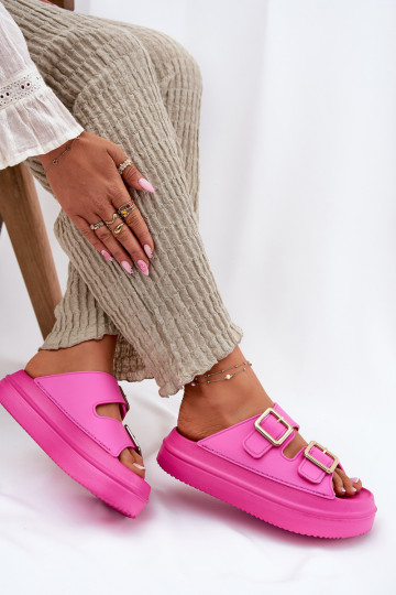 Dámske papuče s platformou Ze zlatej farbymi s prackamimi Ružová Zorila