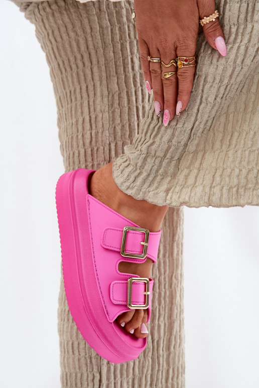 Dámske papuče s platformou Ze zlatej farbymi s prackamimi Ružová Zorila