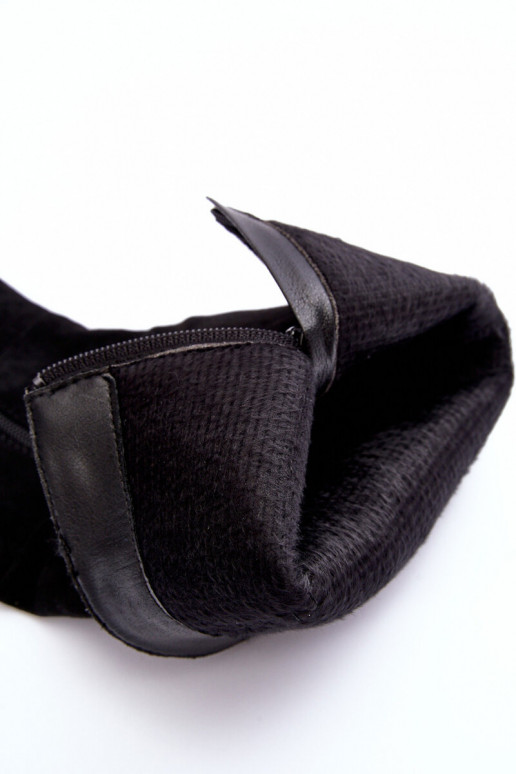 čižmy Pred kolenom s podpätkami zo semišu čierna Kilrenita