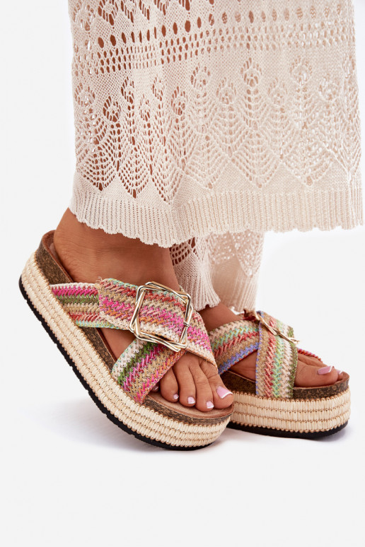 Dámske papuče s platformou S vrkočom I Złotą s prackami Rôzne farby Filazzia