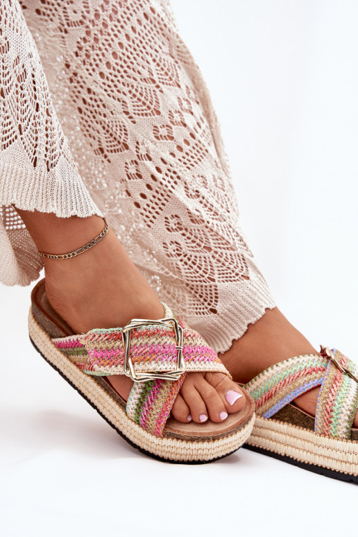 Dámske papuče s platformou S vrkočom I Złotą s prackami Rôzne farby Filazzia