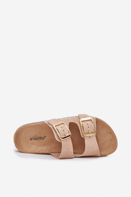 Dámske papučez eko semišuu zlatej farby s prackami béžová Vorella