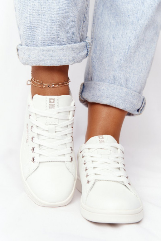 Tenisky z pravej kože BIG STAR DD274583 biely-medené farby