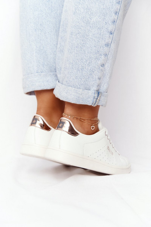 Tenisky z pravej kože BIG STAR DD274583 biely-medené farby