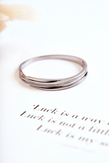 Náramok Oceľ s trblietavými otvormi strieborná farba Myrens