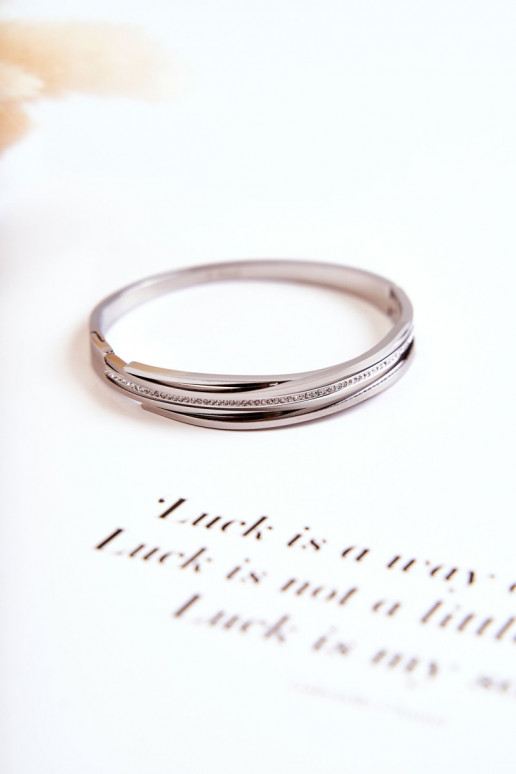 Náramok Oceľ s trblietavými otvormi strieborná farba Myrens