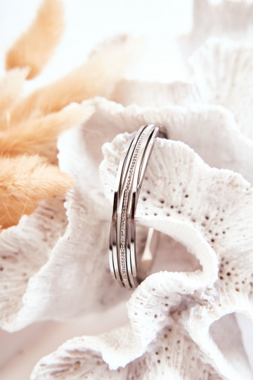 Náramok Oceľ s trblietavými otvormi strieborná farba Myrens 2