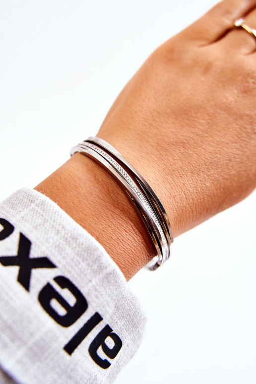 Náramok Oceľ s trblietavými otvormi strieborná farba Myrens