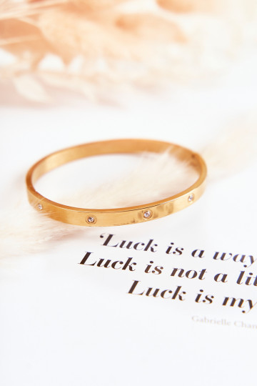 Oceľový náramok so zirkónovými otvormi zlatej farby Lauren