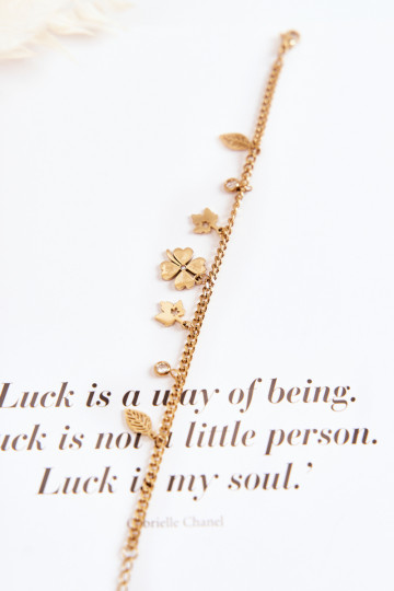 Módne Náramok S Ďatelinou A Listy zlatej farby