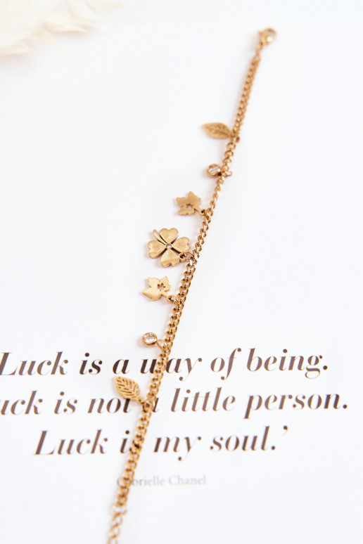 Módne Náramok S Ďatelinou A Listy zlatej farby