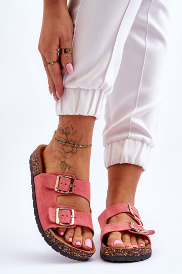 Dámske nazúvacie žabky Zapnuté korkovej podrážke Ružová Cortina