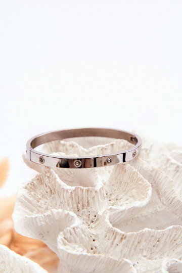 Oceľový náramok s trblietavými otvormi strieborná farba Lauren 2