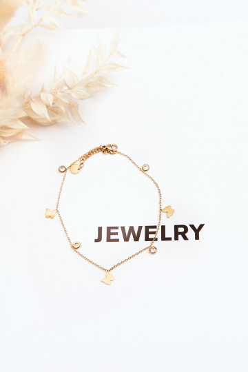 Náramok na nohu S motýľmi zlatej farby 2