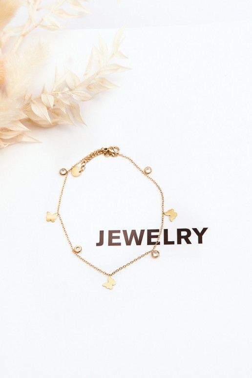 Náramok na nohu S motýľmi zlatej farby