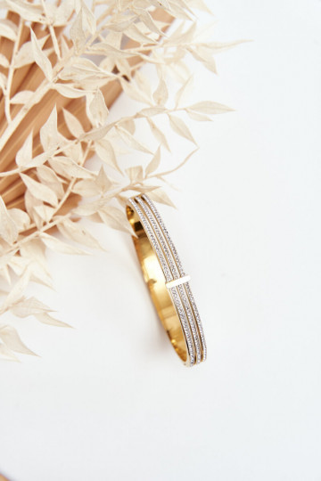 Náramok z nerezovej ocele s trblietavými otvormi zlatej farby 2