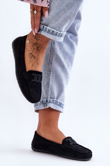 Dámske Módne Semišové mokasíny čierna Rabell