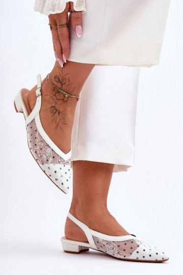 Balerínky bodkami biela farba Adore