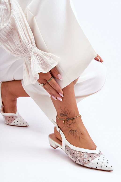 Balerínky bodkami biela farba Adore