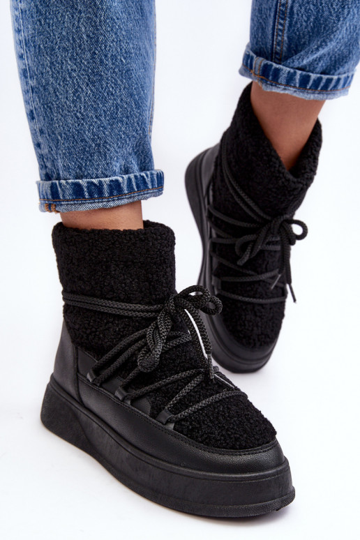 Dámske Snehule s platformou čierna Ahatissa