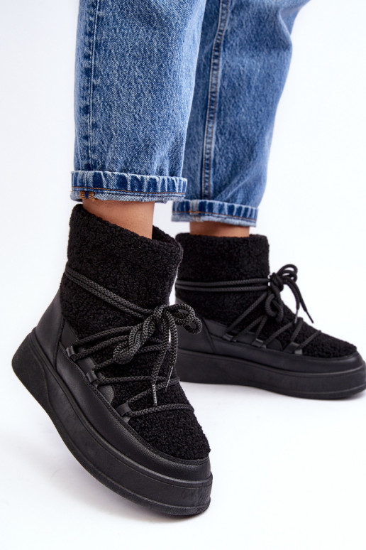 Dámske Snehule s platformou čierna Ahatissa