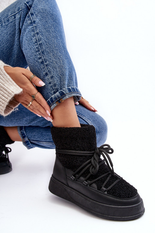 Dámske Snehule s platformou čierna Ahatissa