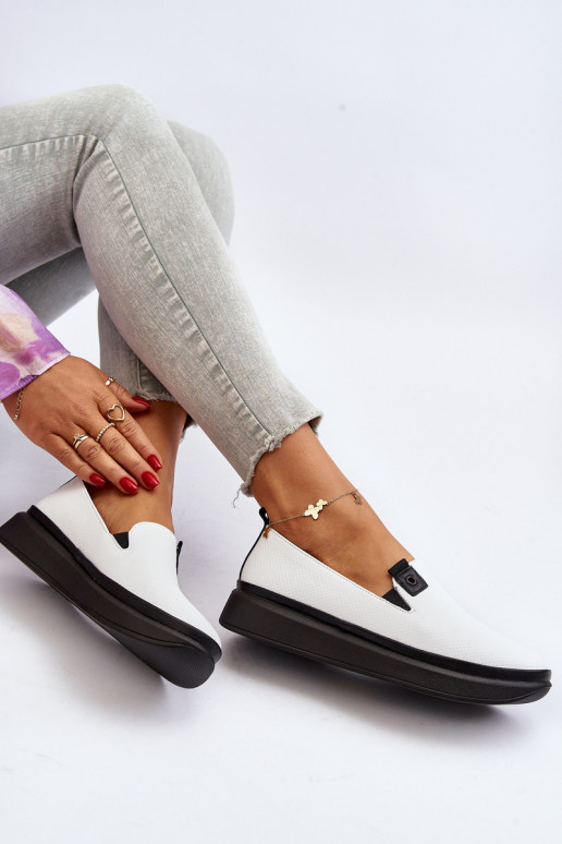 Dámske espadrilky Kožené s platformou biela farba Tigera