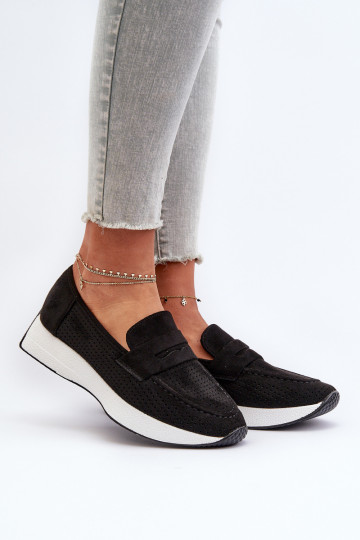 Dámske mokasíny na platforme z eko semišuoIne čierna Inesqua