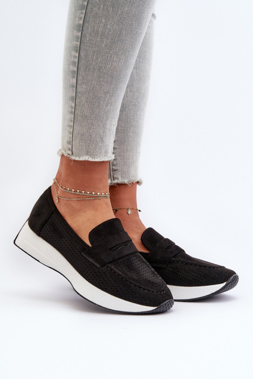 Dámske mokasíny na platforme z eko semišuoIne čierna Inesqua