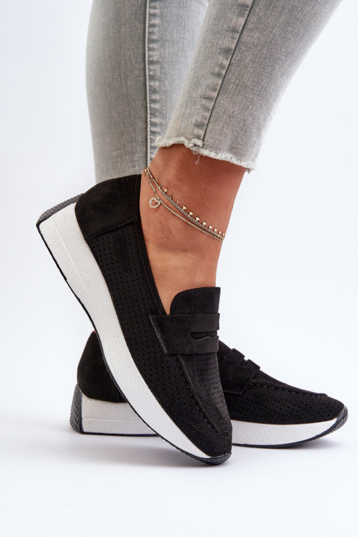 Dámske mokasíny na platforme z eko semišuoIne čierna Inesqua