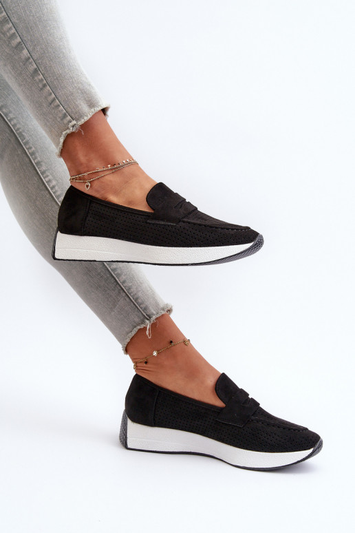 Dámske mokasíny na platforme z eko semišuoIne čierna Inesqua