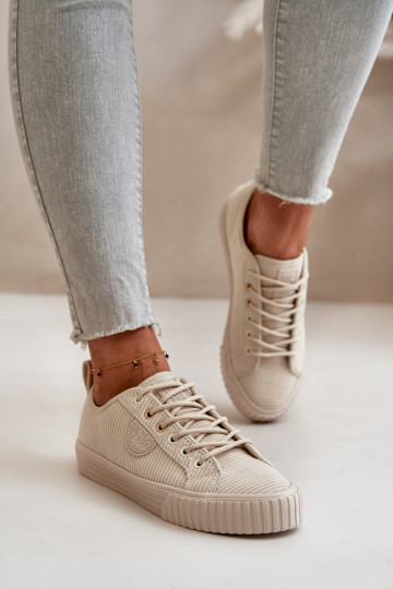 Zamatová Bežná obuv zahriať sa Big Star OO274812 Hi-Poly System béžová 2